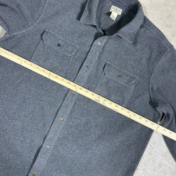 LL Bean Mens XL Tall Gray Allagash Overshirt Snap Shacket Jacket Elbow Patches - Picture 7 of 10